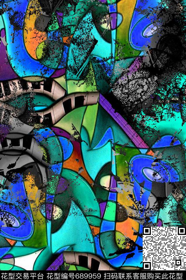 抽象线条纹理数码印花华亿平台下载（图片编号: 689959） - 瓦栏（Walan）