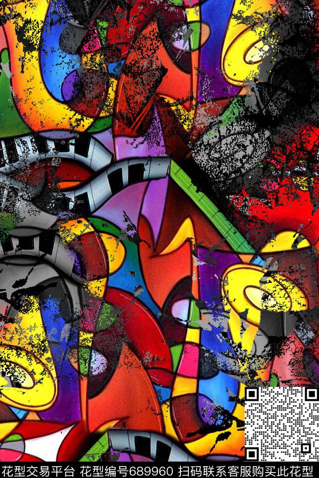 抽象线条纹理数码印花华亿平台下载（图片编号: 689960） - 瓦栏（Walan）