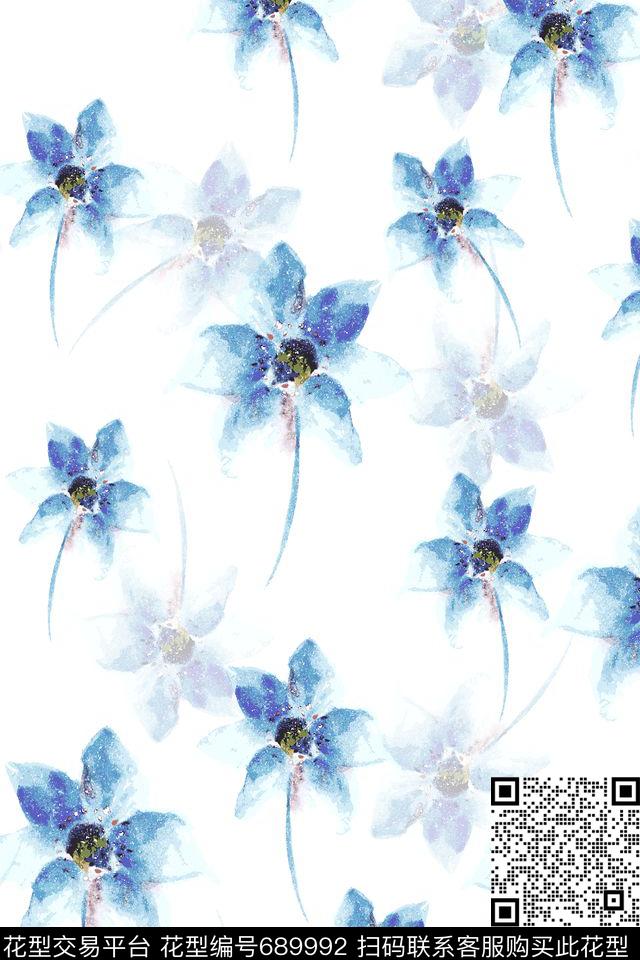 花卉乱花花鸟数码印花华亿平台下载（图片编号: 689992） - 瓦栏（Walan）