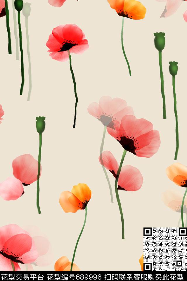 花卉花鸟乱花数码印花华亿平台下载（图片编号: 689996） - 瓦栏（Walan）