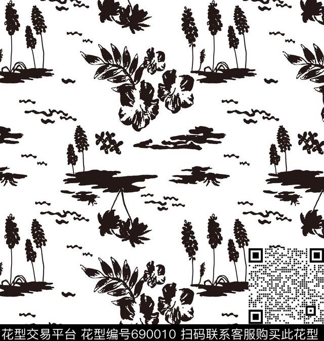植物花草传统印花华亿平台下载（图片编号: 690010） - 瓦栏（Walan）