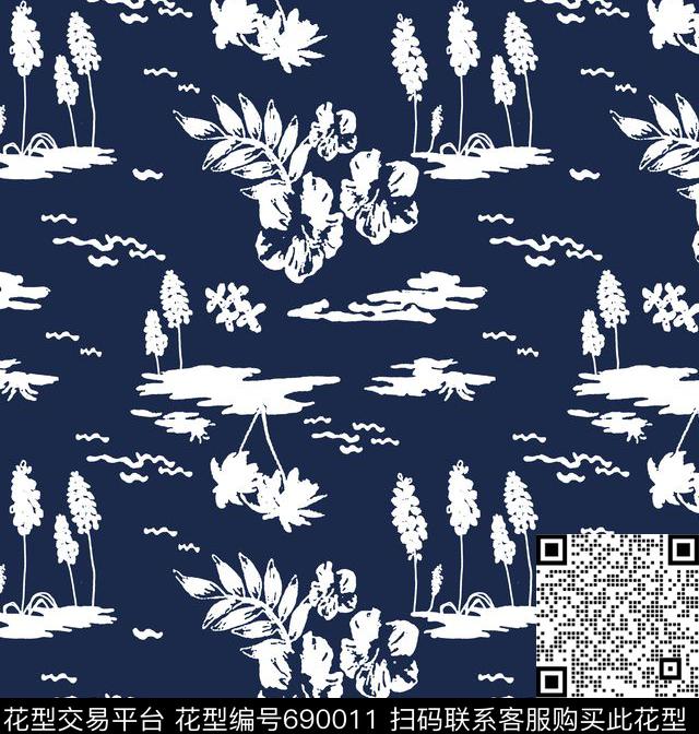 植物花草传统印花华亿平台下载（图片编号: 690011） - 瓦栏（Walan）