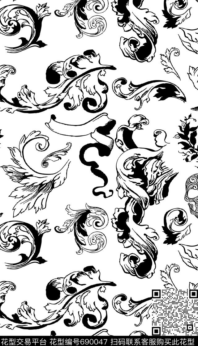 手绘纹样艺术数码印花华亿平台下载（图片编号: 690047） - 瓦栏（Walan）