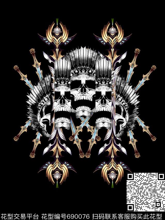 男装T桖胸花数码印花华亿平台下载（图片编号: 690076） - 瓦栏（Walan）