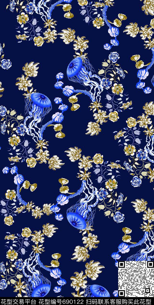 花卉传统印花华亿平台下载（图片编号: 690122） - 瓦栏（Walan）