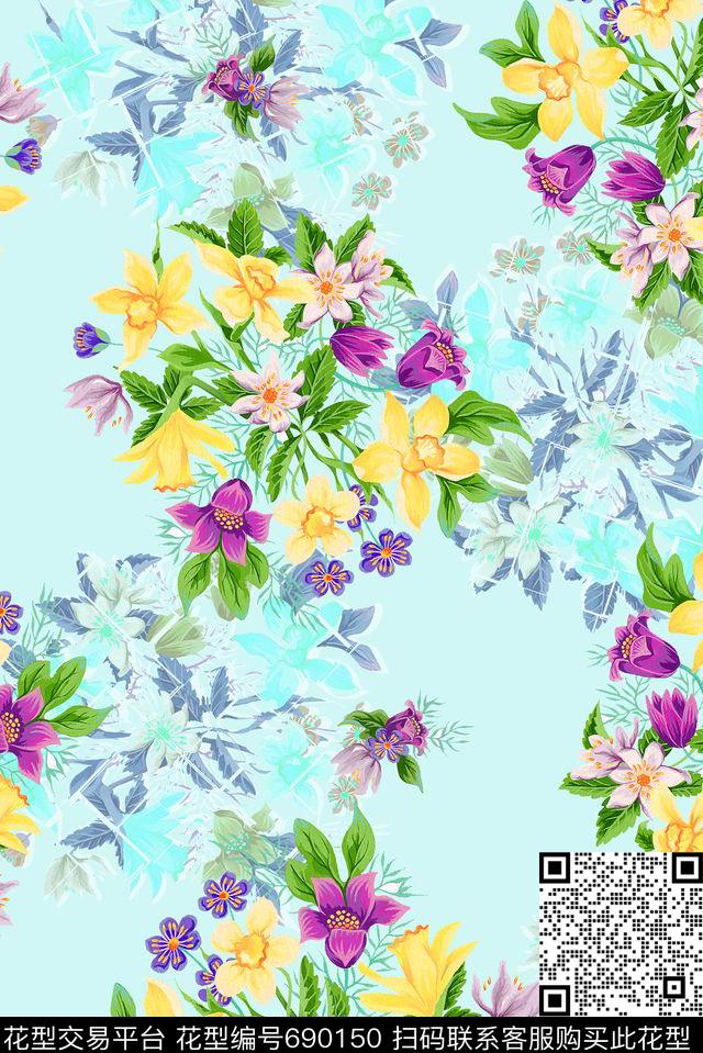 花卉女装春夏数码印花华亿平台下载（图片编号: 690150） - 瓦栏（Walan）