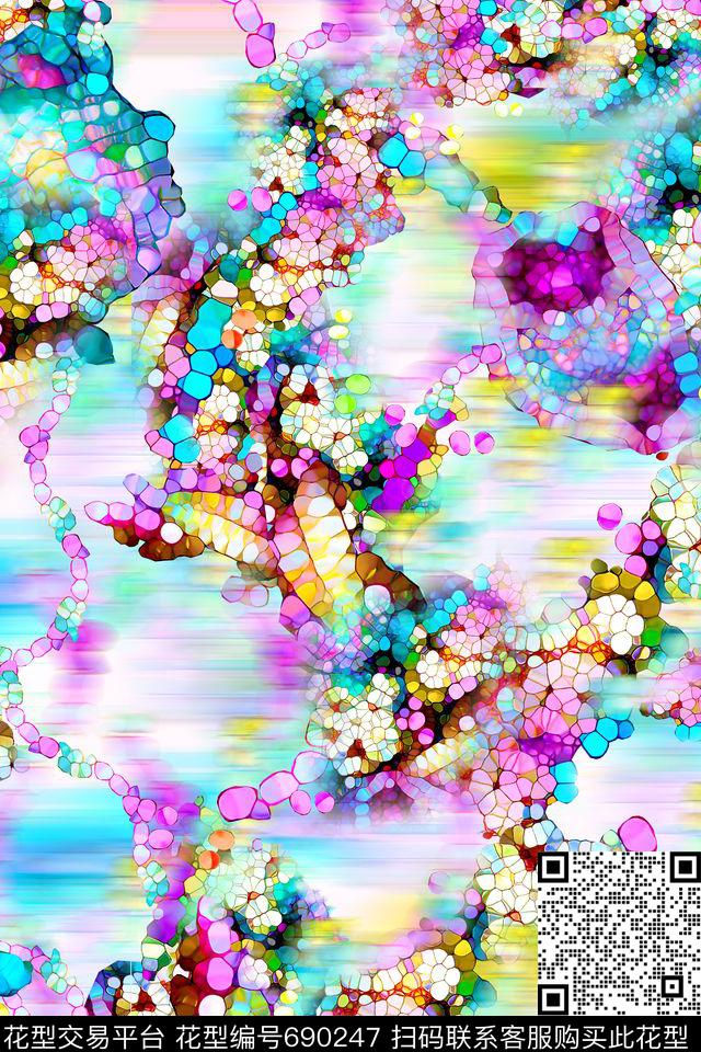 几何抽象艺术数码印花华亿平台下载（图片编号: 690247） - 瓦栏（Walan）