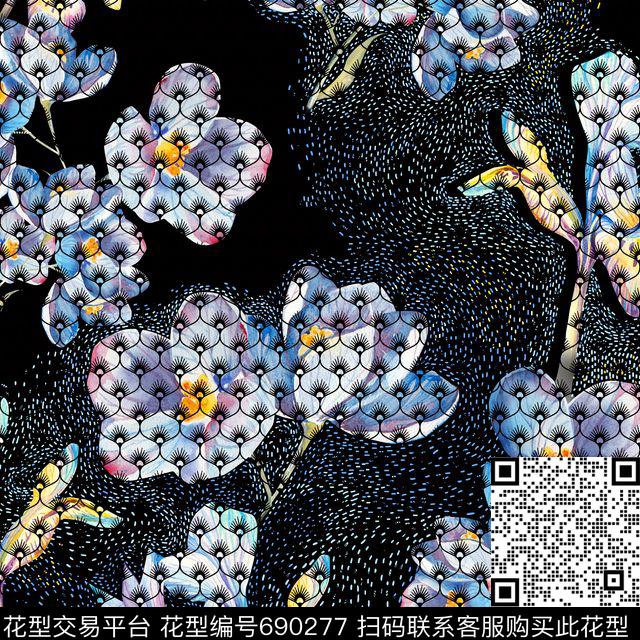 乱花花朵花卉数码印花华亿平台下载（图片编号: 690277） - 瓦栏（Walan）
