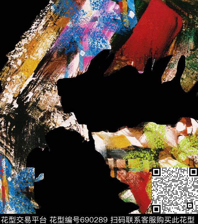 深色底水墨画数码花大气花卉数码印花华亿平台下载（图片编号: 690289） - 瓦栏（Walan）