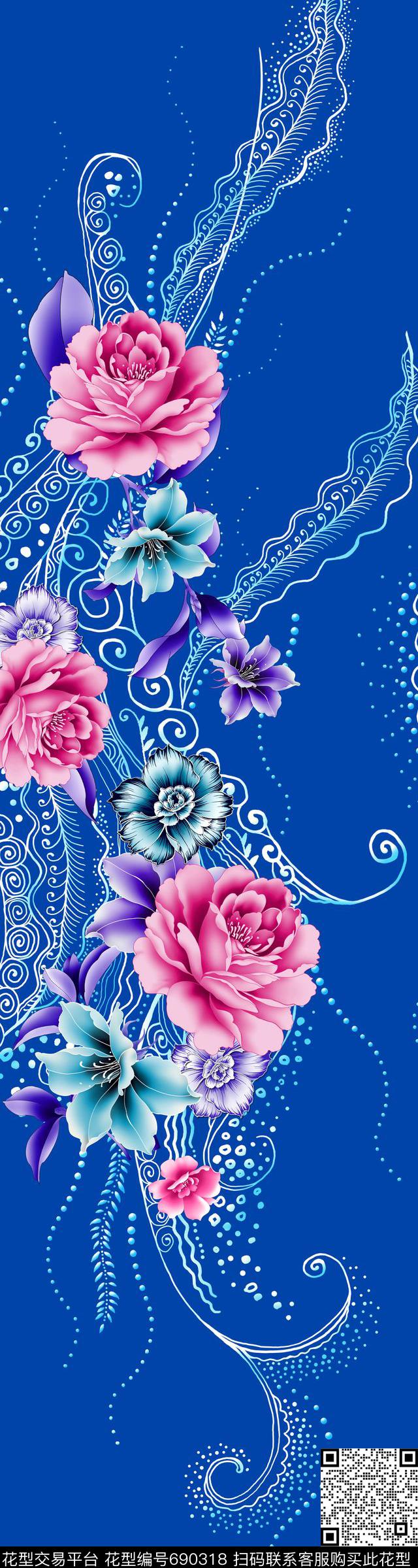 平底线条抽象数码印花华亿平台下载（图片编号: 690318） - 瓦栏（Walan）