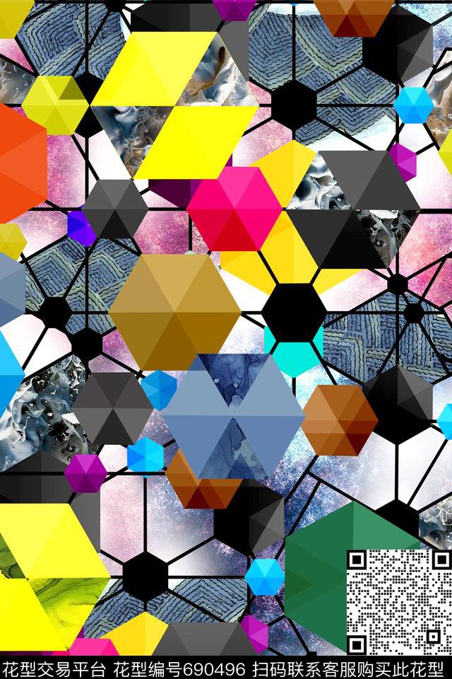 几何抽象隐纹数码印花华亿平台下载（图片编号: 690496） - 瓦栏（Walan）