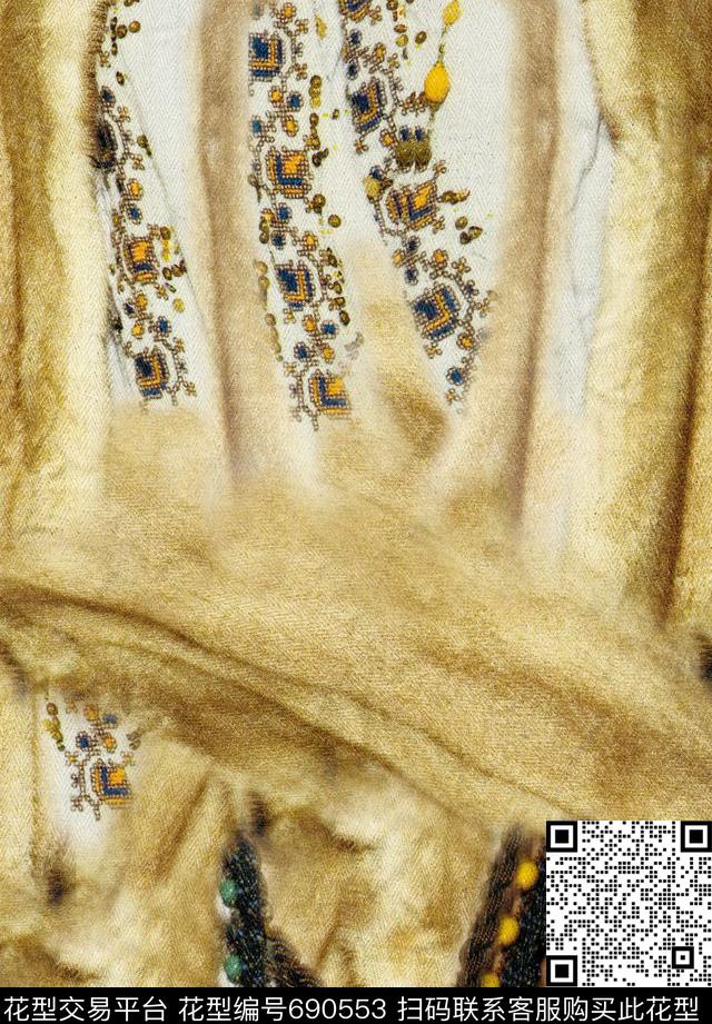 笔触纹理数码印花华亿平台下载（图片编号: 690553） - 瓦栏（Walan）