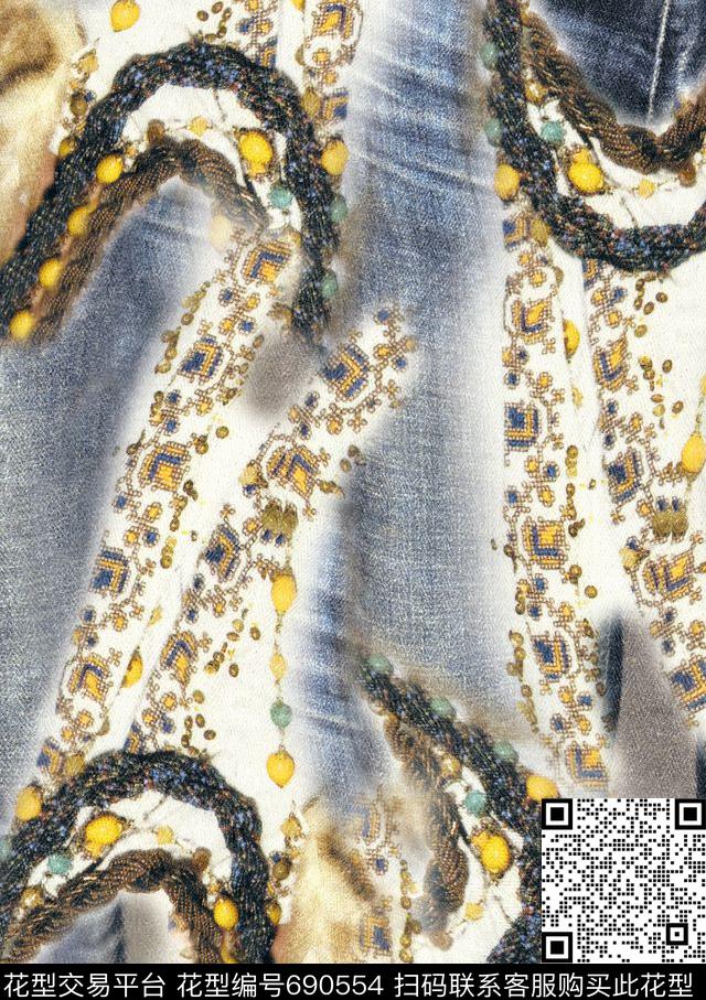 复古牛仔笔触纹理数码印花华亿平台下载（图片编号: 690554） - 瓦栏（Walan）
