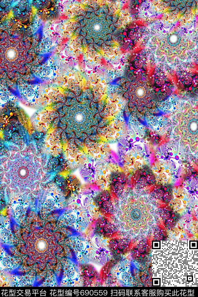 抽象几何奇异图案数码印花华亿平台下载（图片编号: 690559） - 瓦栏（Walan）
