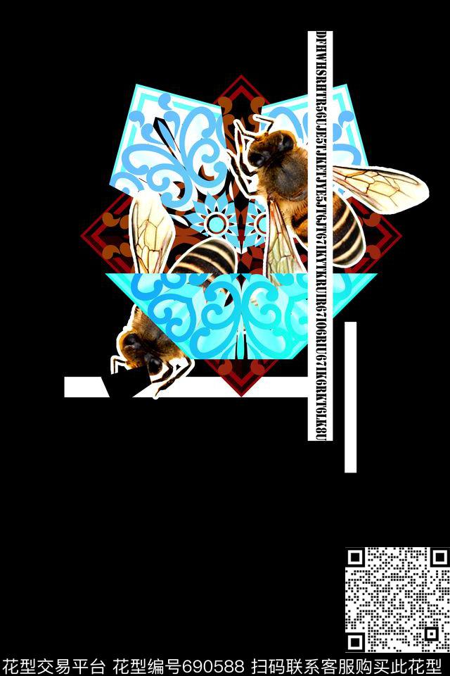 动物昆虫抽象数码印花华亿平台下载（图片编号: 690588） - 瓦栏（Walan）