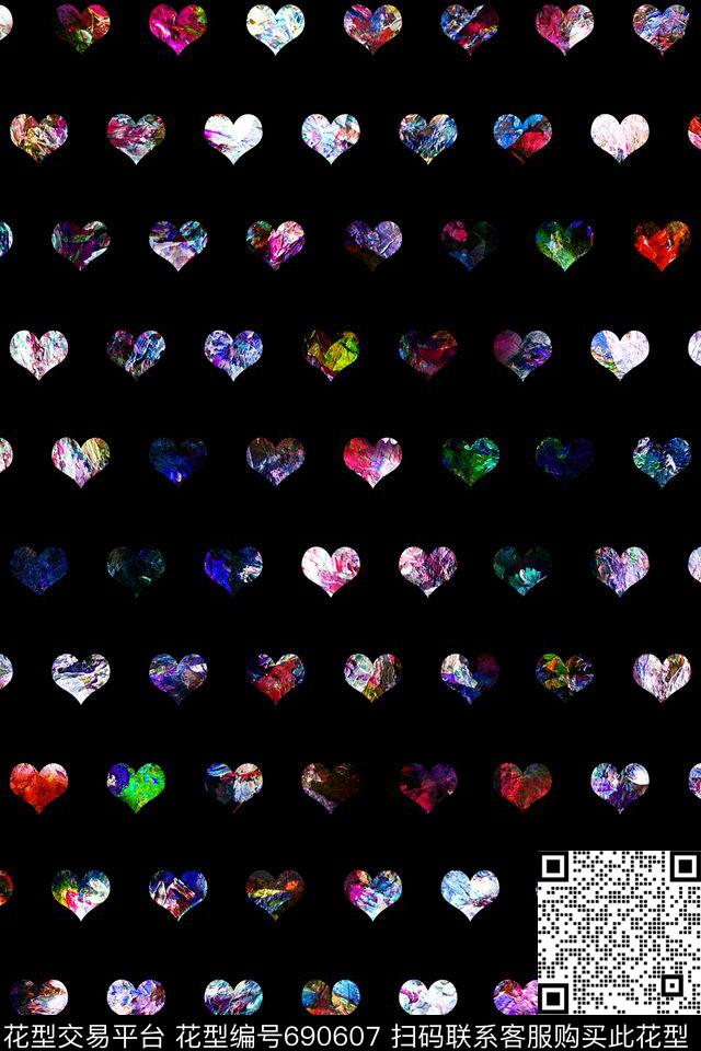 爱心油画流行数码印花华亿平台下载（图片编号: 690607） - 瓦栏（Walan）