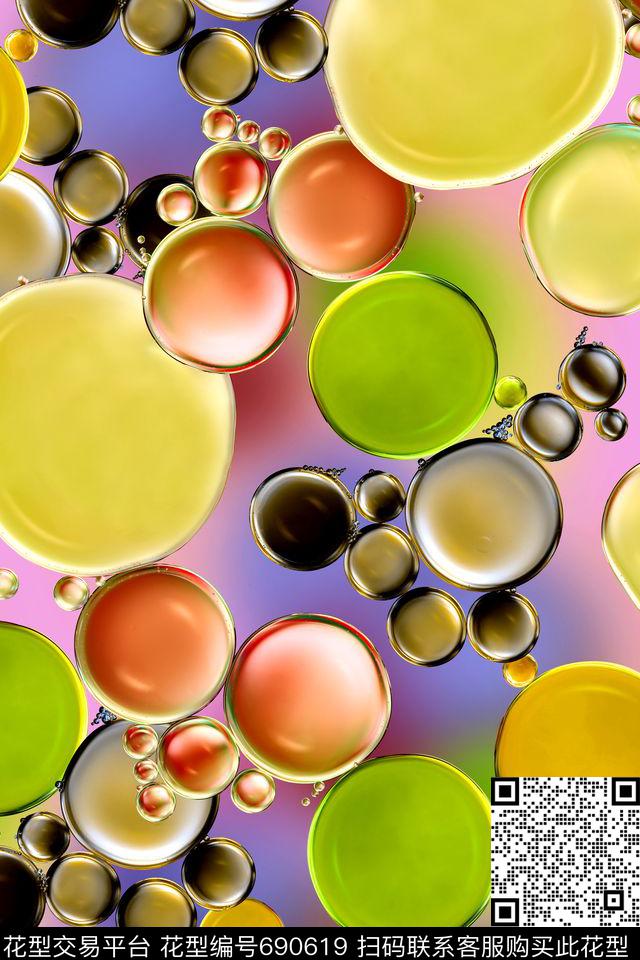 时尚炫彩气泡数码印花华亿平台下载（图片编号: 690619） - 瓦栏（Walan）