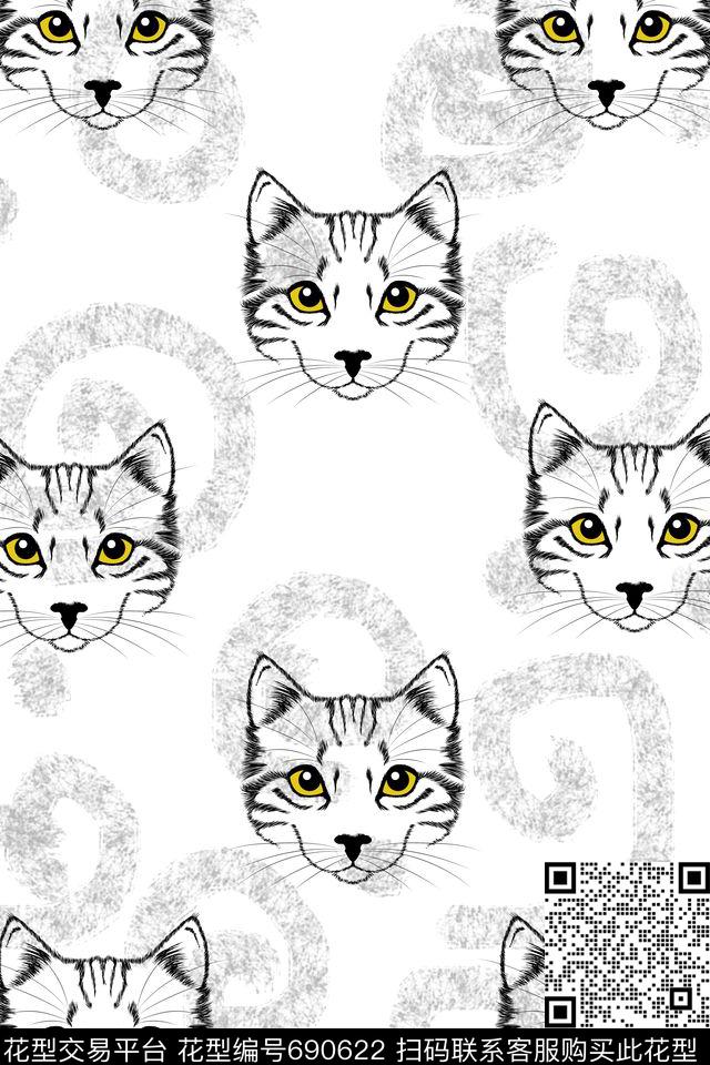 动物猫传统印花华亿平台下载（图片编号: 690622） - 瓦栏（Walan）
