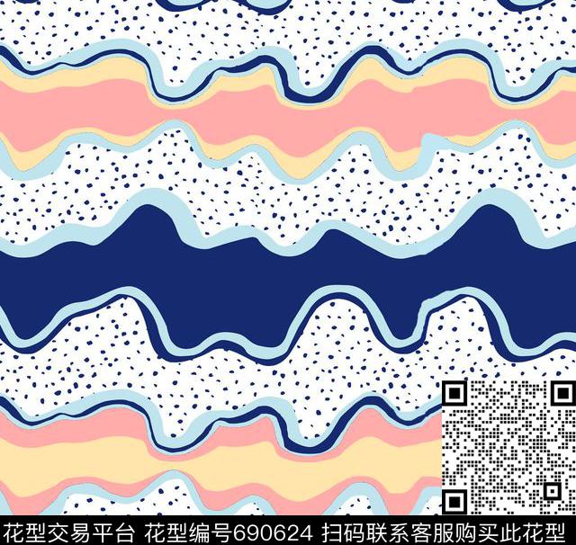 圆点色块波点传统印花华亿平台下载（图片编号: 690624） - 瓦栏（Walan）