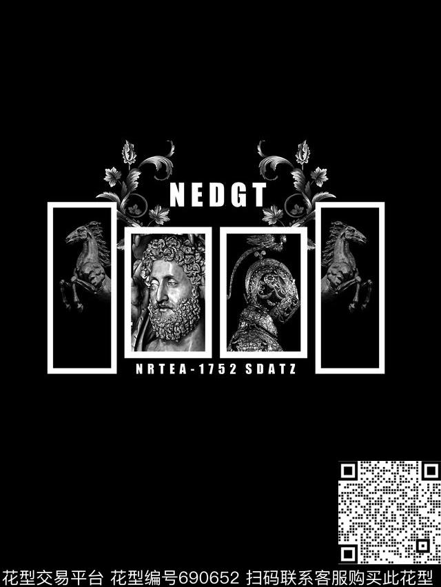 男装花鸟石膏人头像男装T恤数码印花华亿平台下载（图片编号: 690652） - 瓦栏（Walan）