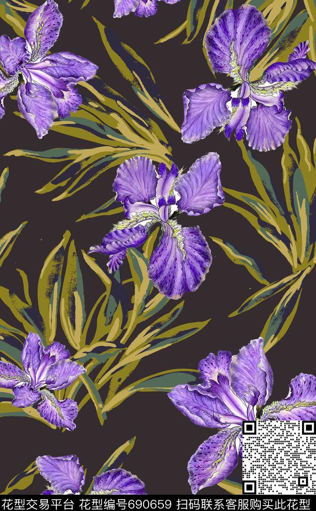 水仙花花瓣花朵数码印花华亿平台下载（图片编号: 690659） - 瓦栏（Walan）