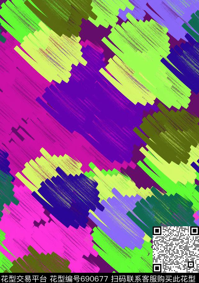 迷彩元素写意迷彩风传统印花华亿平台下载（图片编号: 690677） - 瓦栏（Walan）