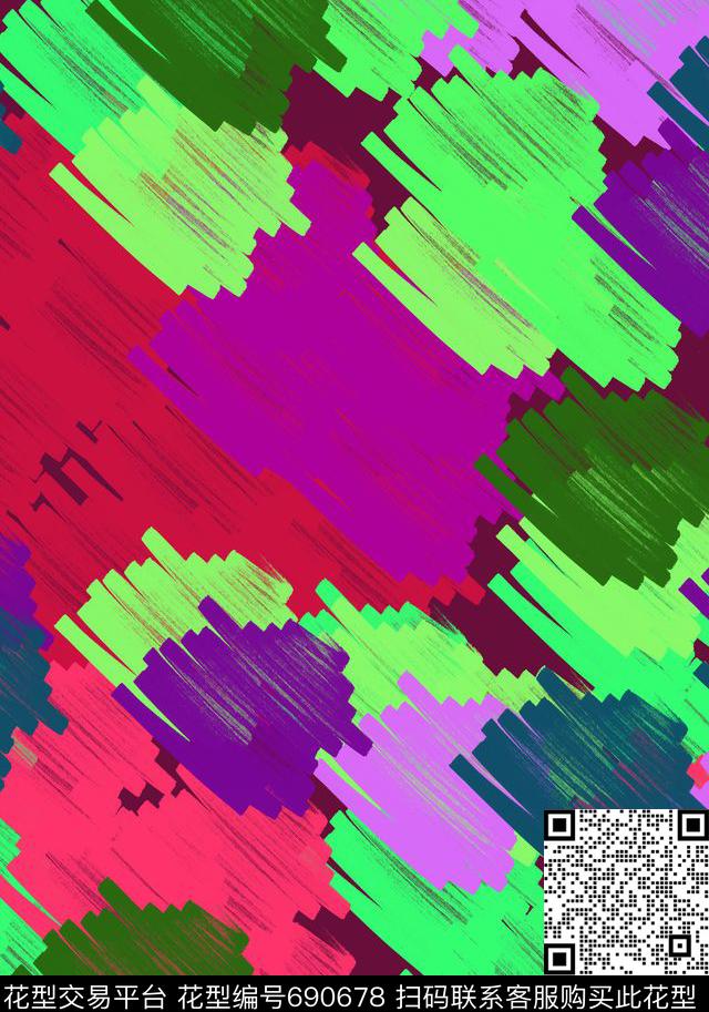 迷彩元素写意迷彩风传统印花华亿平台下载（图片编号: 690678） - 瓦栏（Walan）