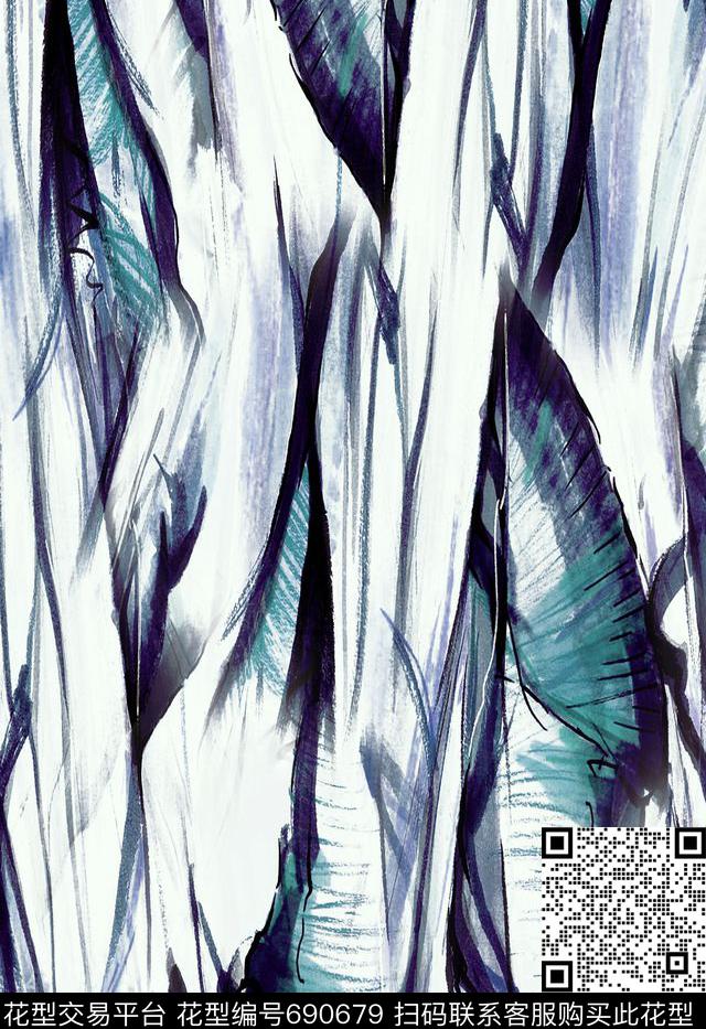 抽象水彩裙子数码印花华亿平台下载（图片编号: 690679） - 瓦栏（Walan）
