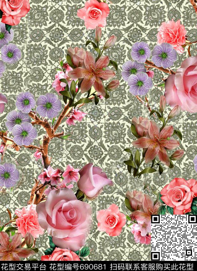 colorise迪拜花卉数码印花华亿平台下载（图片编号: 690681） - 瓦栏（Walan）