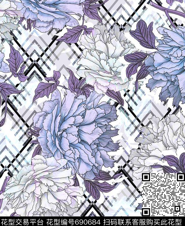 L.D~几何格子条纹L.D~花卉L.D~水彩数码印花华亿平台下载（图片编号: 690684） - 瓦栏（Walan）