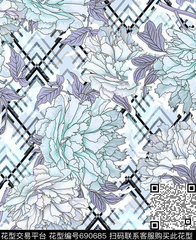 L.D~几何格子条纹L.D~花卉L.D~水彩数码印花华亿平台下载（图片编号: 690685） - 瓦栏（Walan）