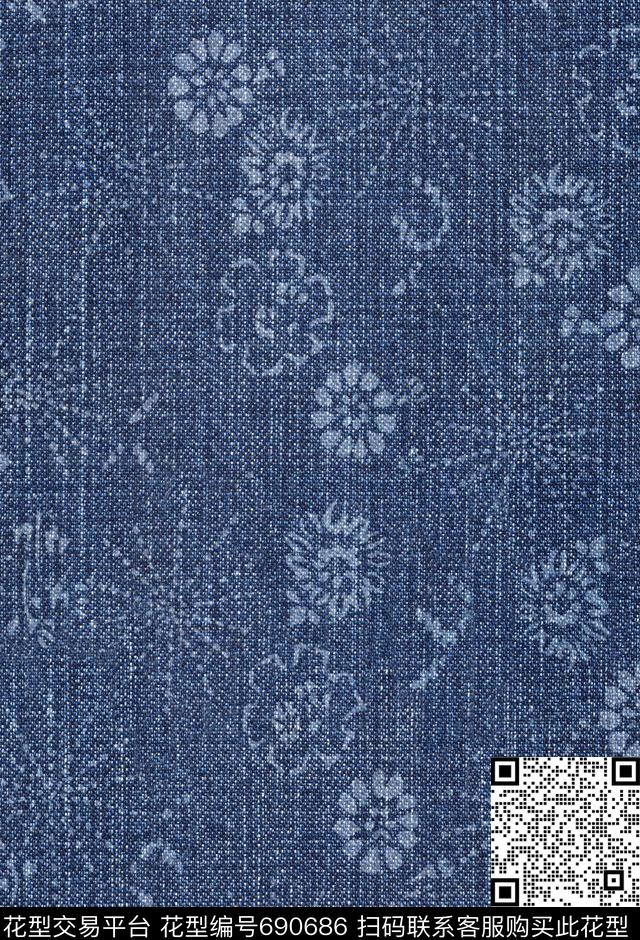 FAZZ繁西-水洗牛仔机理水洗牛仔肌理扎染效果数码印花华亿平台下载（图片编号: 690686） - 瓦栏（Walan）