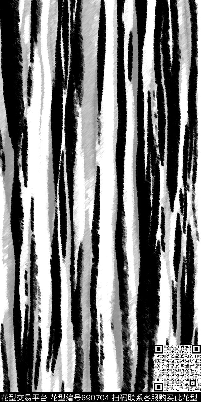 条纹黑白水墨传统印花华亿平台下载（图片编号: 690704） - 瓦栏（Walan）