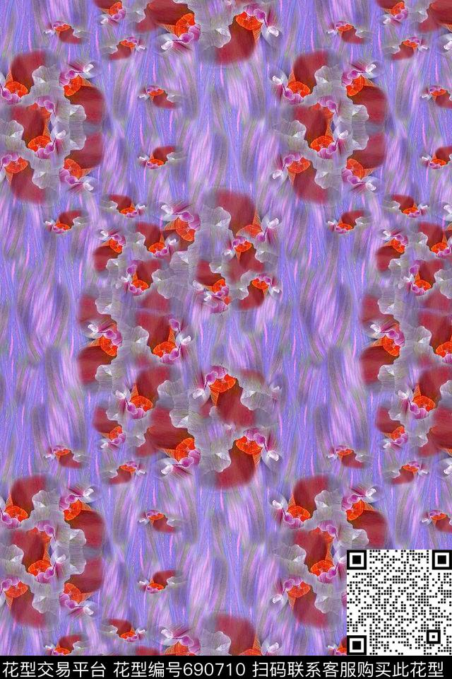 抽象变幻抽象花卉迷彩图案数码印花华亿平台下载（图片编号: 690710） - 瓦栏（Walan）