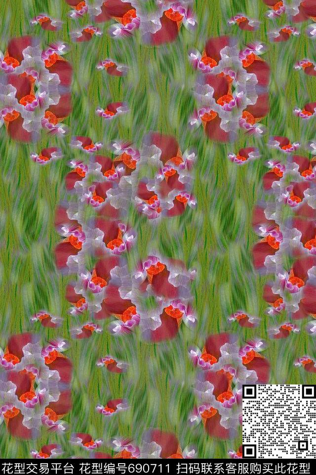 抽象变幻抽象花卉迷彩图案数码印花华亿平台下载（图片编号: 690711） - 瓦栏（Walan）