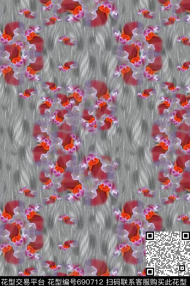 抽象变幻抽象花卉迷彩图案数码印花华亿平台下载（图片编号: 690712） - 瓦栏（Walan）