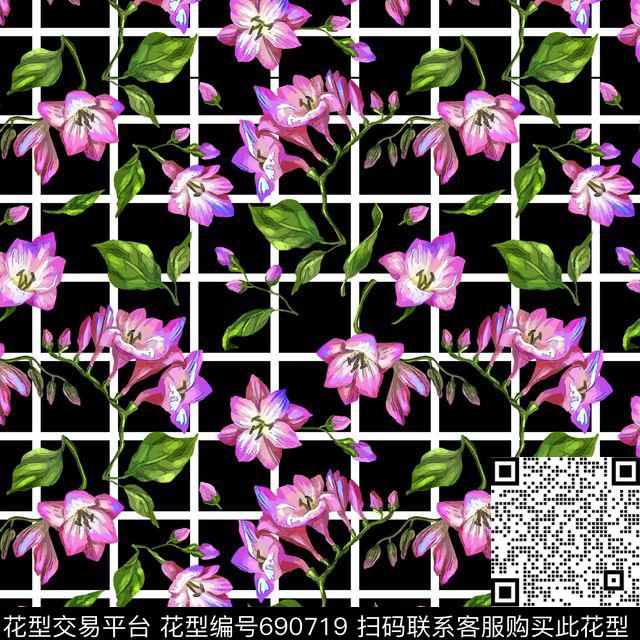 时尚。小清新花卉数码印花华亿平台下载（图片编号: 690719） - 瓦栏（Walan）