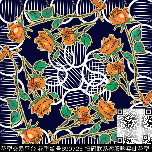 花卉肌理丝巾传统印花华亿平台下载（图片编号: 690725） - 瓦栏（Walan）