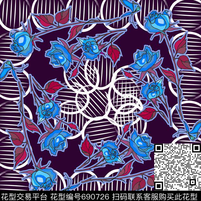 花卉肌理丝巾传统印花华亿平台下载（图片编号: 690726） - 瓦栏（Walan）