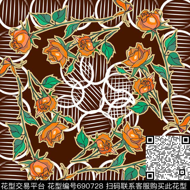 花卉肌理丝巾传统印花华亿平台下载（图片编号: 690728） - 瓦栏（Walan）
