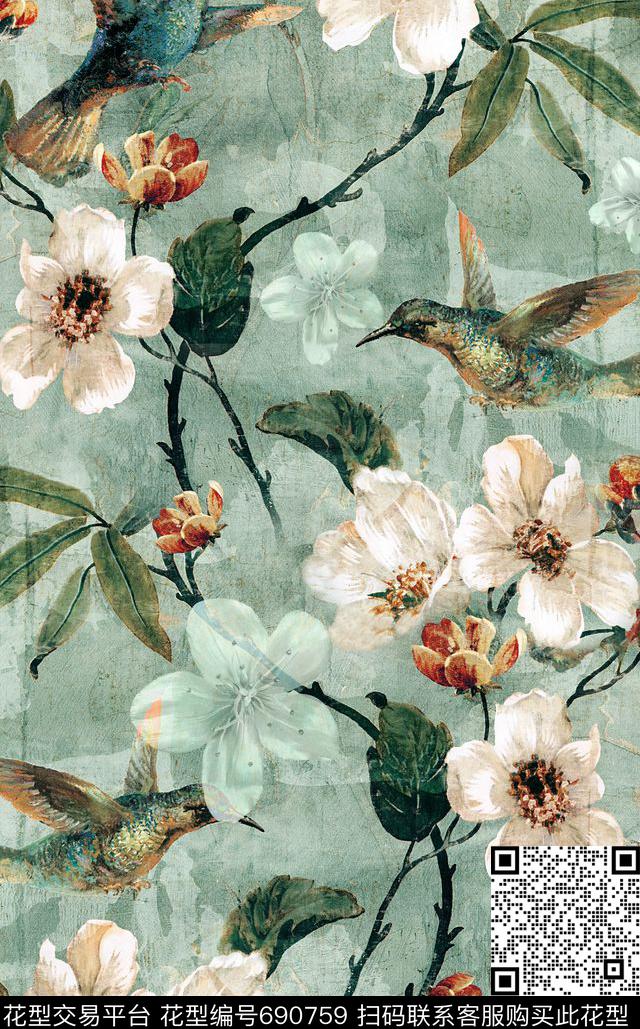 面料花纹理时尚流行复古数码印花华亿平台下载（图片编号: 690759） - 瓦栏（Walan）