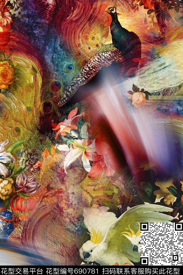 抽象肌理底纹油画数码印花华亿平台下载（图片编号: 690781） - 瓦栏（Walan）