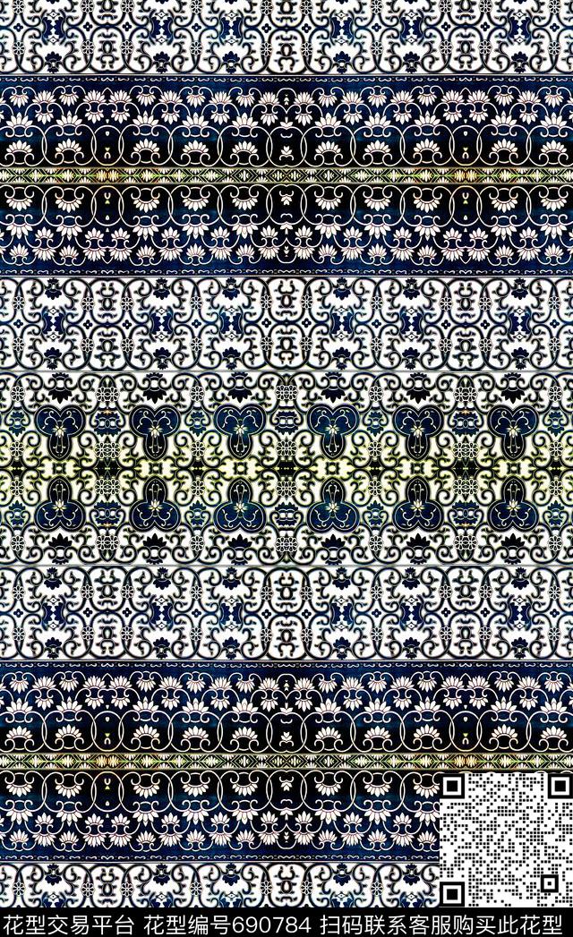 卷草纹宫廷风欧式数码印花华亿平台下载（图片编号: 690784） - 瓦栏（Walan）