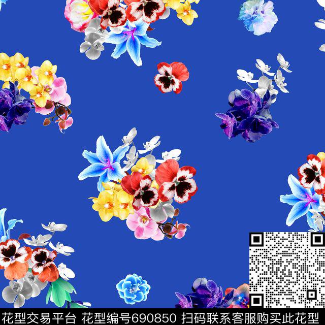 女装花卉复古数码印花华亿平台下载（图片编号: 690850） - 瓦栏（Walan）