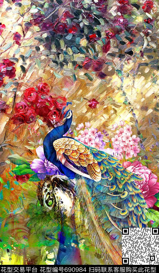 花鸟花卉定位花数码印花华亿平台下载（图片编号: 690984） - 瓦栏（Walan）