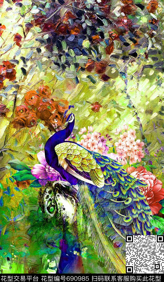 花鸟花卉定位花数码印花华亿平台下载（图片编号: 690985） - 瓦栏（Walan）