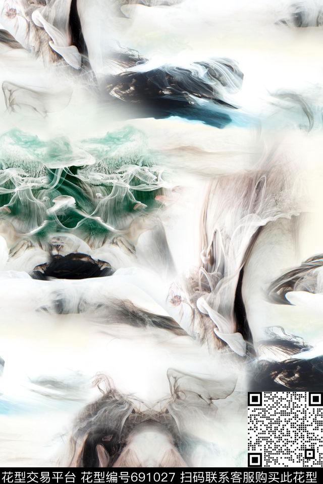 抽象纹理纹理烟雾山水数码印花华亿平台下载（图片编号: 691027） - 瓦栏（Walan）
