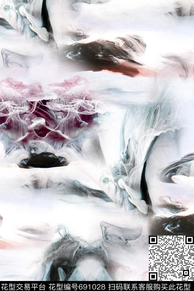 抽象纹理纹理烟雾山水数码印花华亿平台下载（图片编号: 691028） - 瓦栏（Walan）