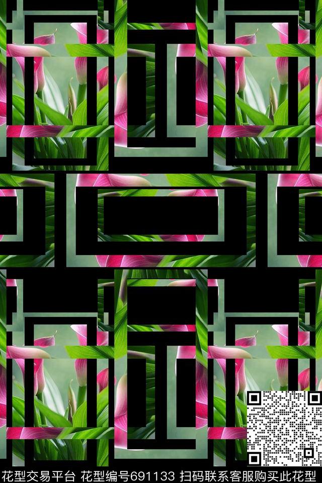 方格拼贴小方块几何拼贴数码印花华亿平台下载（图片编号: 691133） - 瓦栏（Walan）