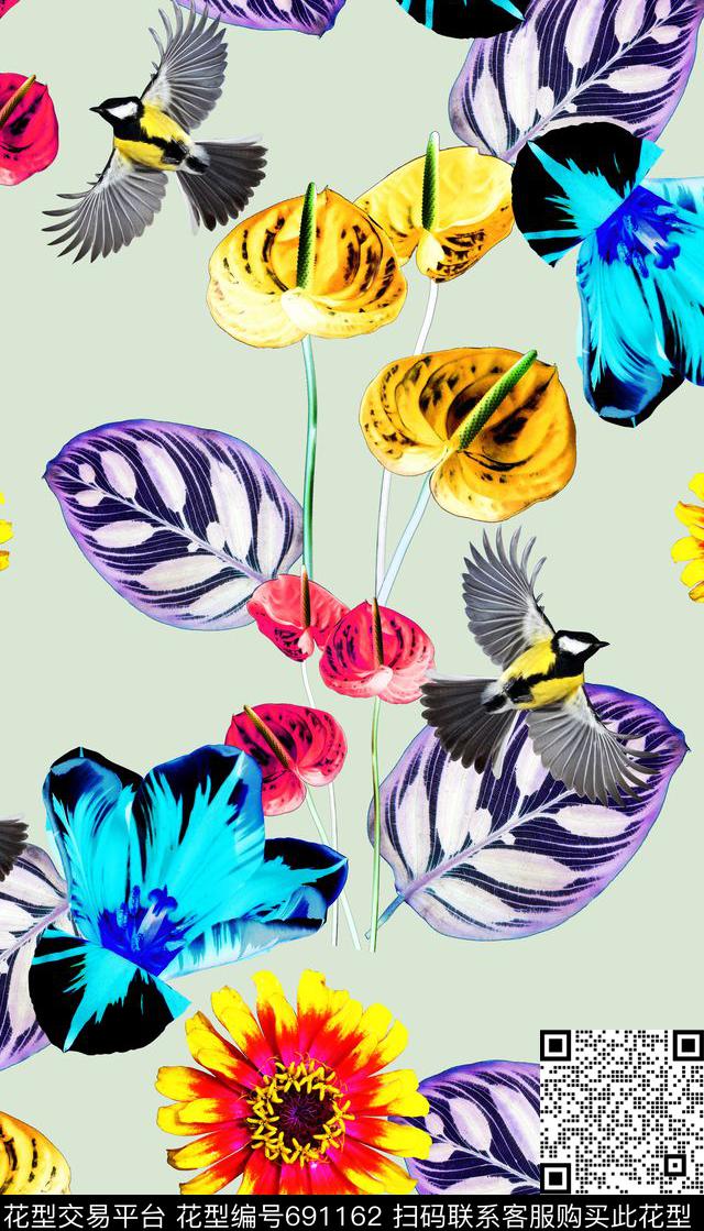 热带、花卉、动物、抽象数码印花华亿平台下载（图片编号: 691162） - 瓦栏（Walan）